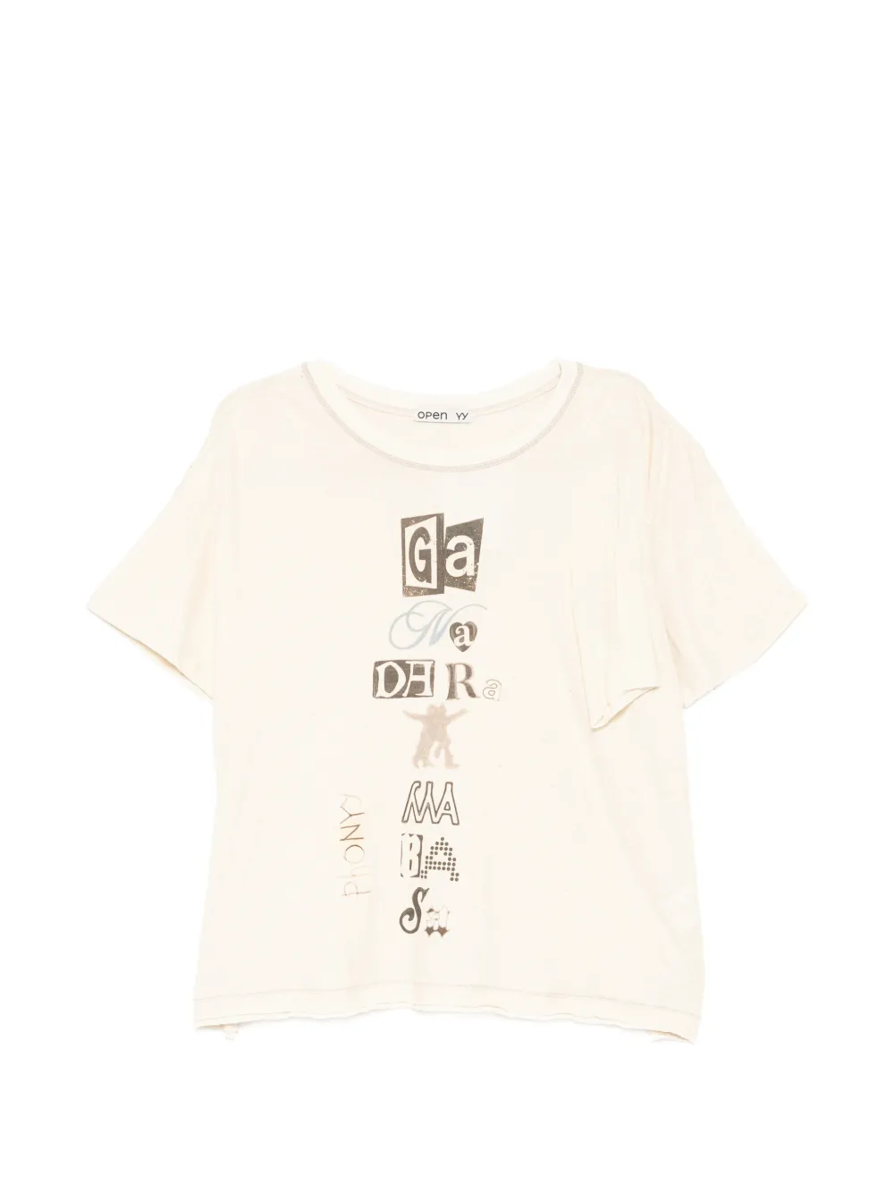 Open YY graphic-print cotton-blend T-shirt - Toni neutri