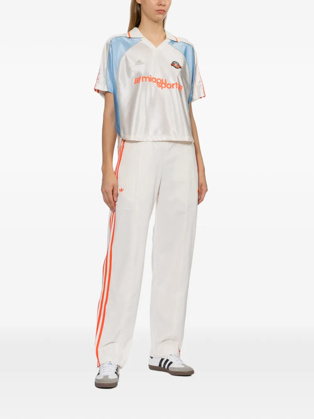 adidas Miaou T-shirt met logoprint en vlakken Wit