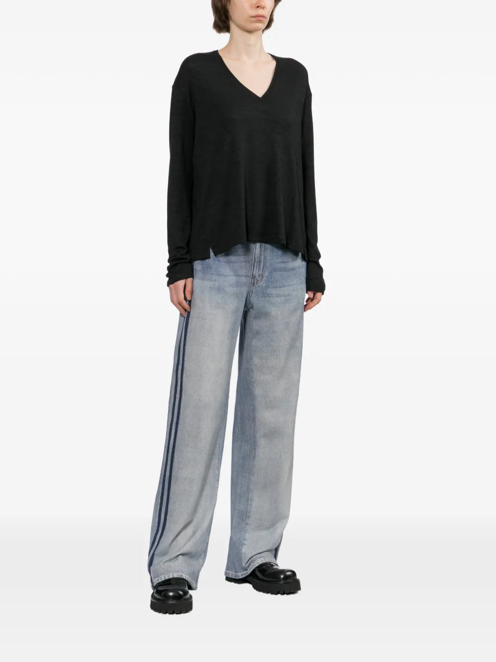 rag & bone Straight jeans met zijstreep Blauw