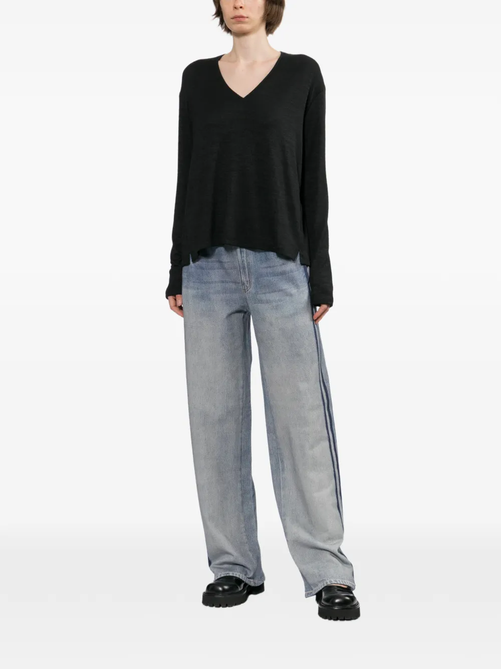 rag & bone Straight jeans met zijstreep Blauw