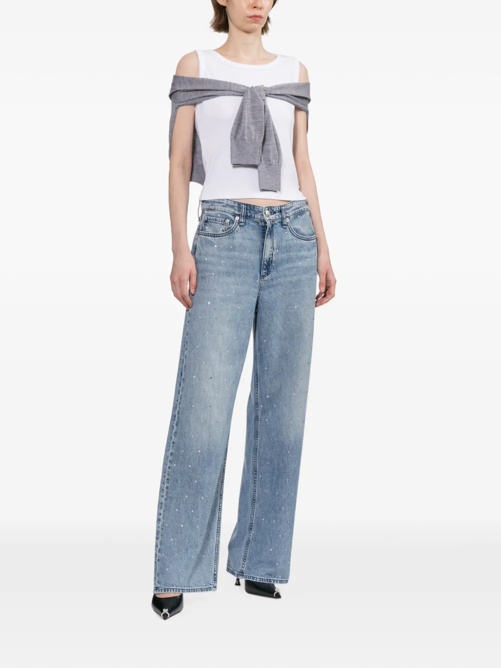 rag & bone Logan jeans verfraaid met kristallen Blauw