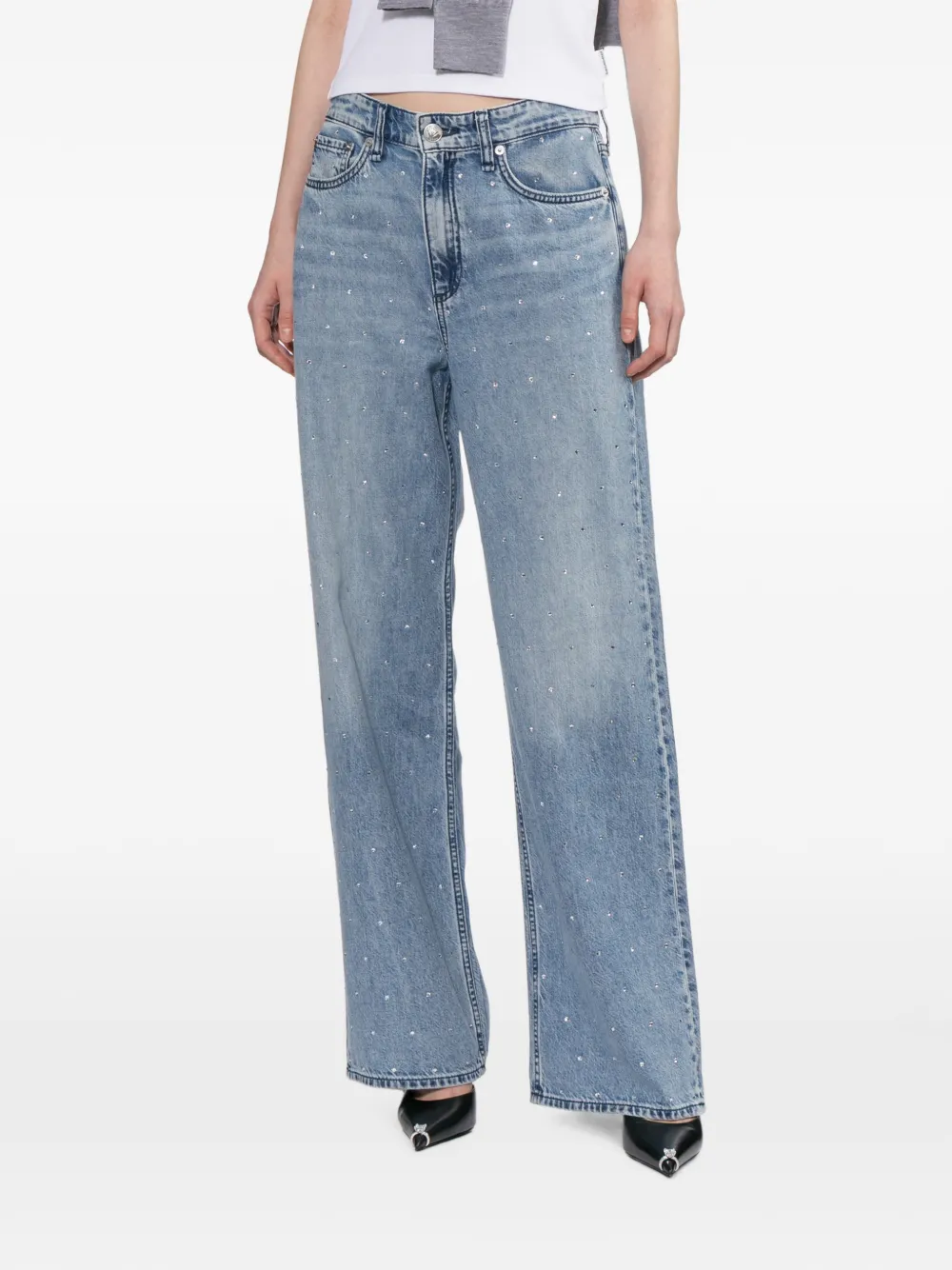 rag & bone Logan jeans verfraaid met kristallen Blauw