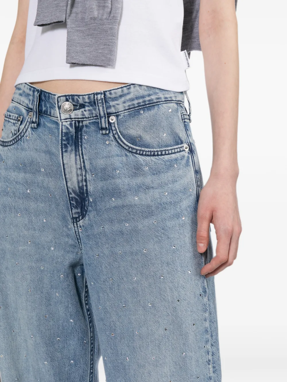 rag & bone Logan jeans verfraaid met kristallen Blauw