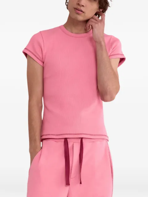 Sanderlak ribbed-knit contrast-stitch T-shirt