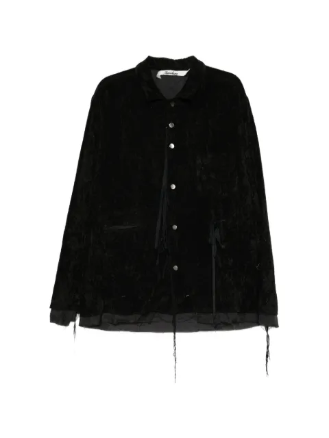 midorikawa raw-edge velvet-texture shirt