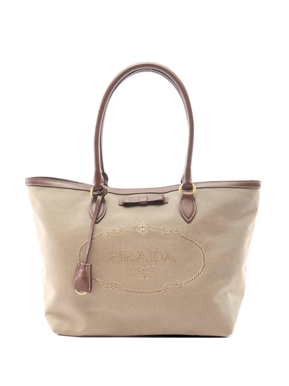 Prada Pre-Owned logo jacquard tote bag - Marrone