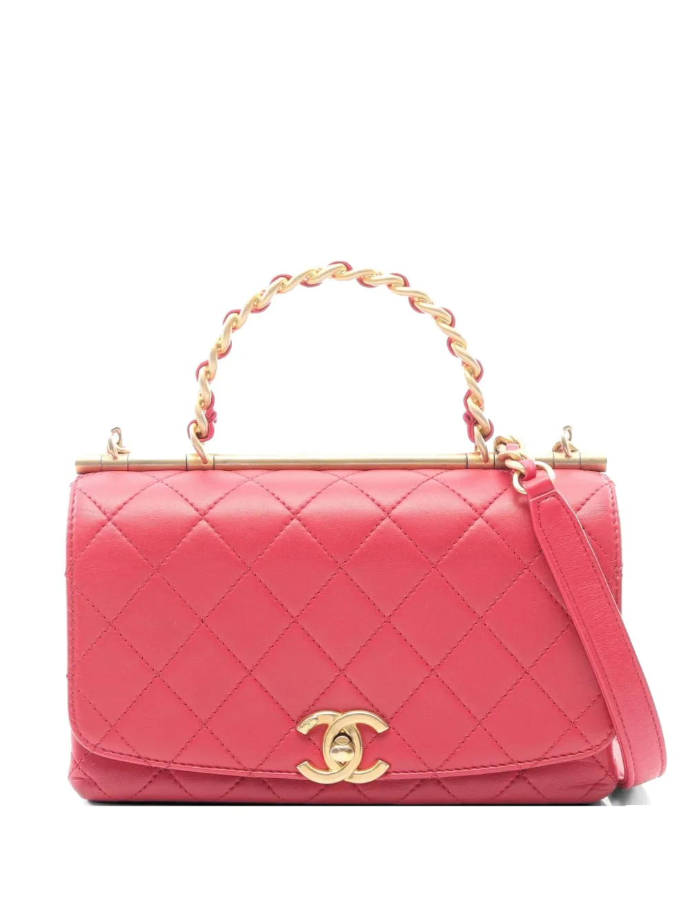 CHANEL Pre-Owned 2020-2021 matelassé top handle shoulder bag - Rosa