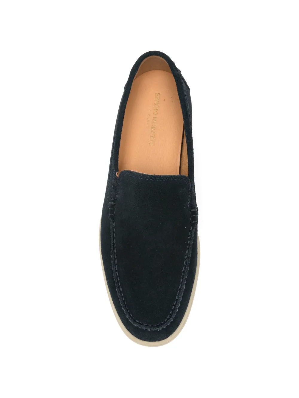 SERGIO MORETTI FIRENZE stud-embellished suede loafers Blauw