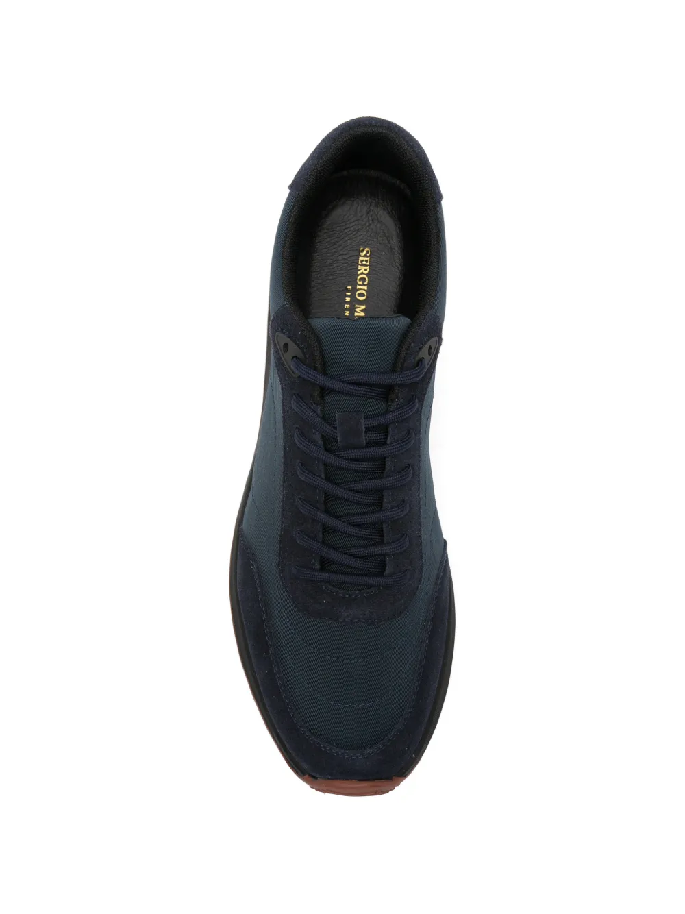 SERGIO MORETTI FIRENZE panelled suede-trim sneakers Blauw