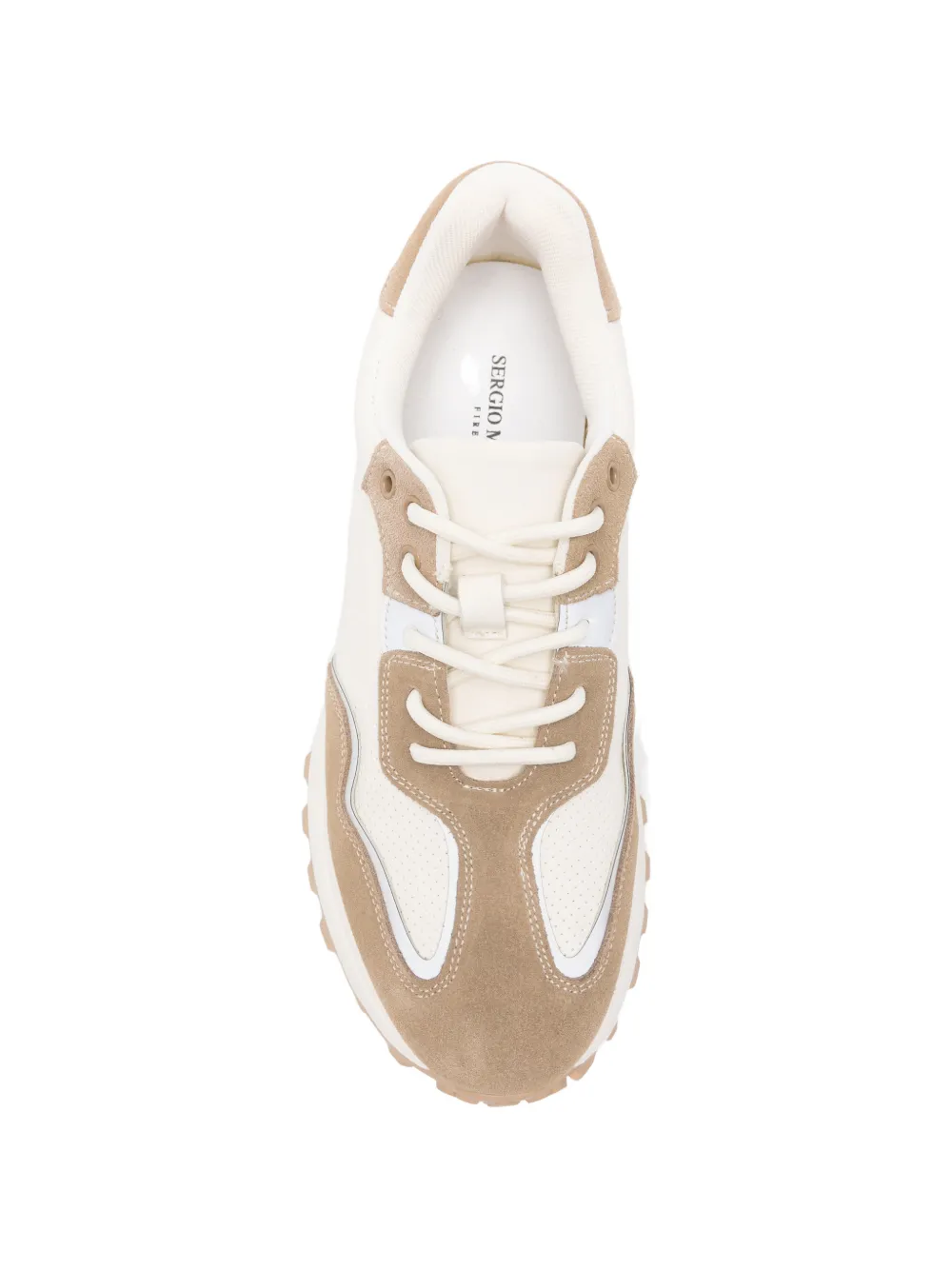 SERGIO MORETTI FIRENZE perforated suede-panelled sneakers Beige