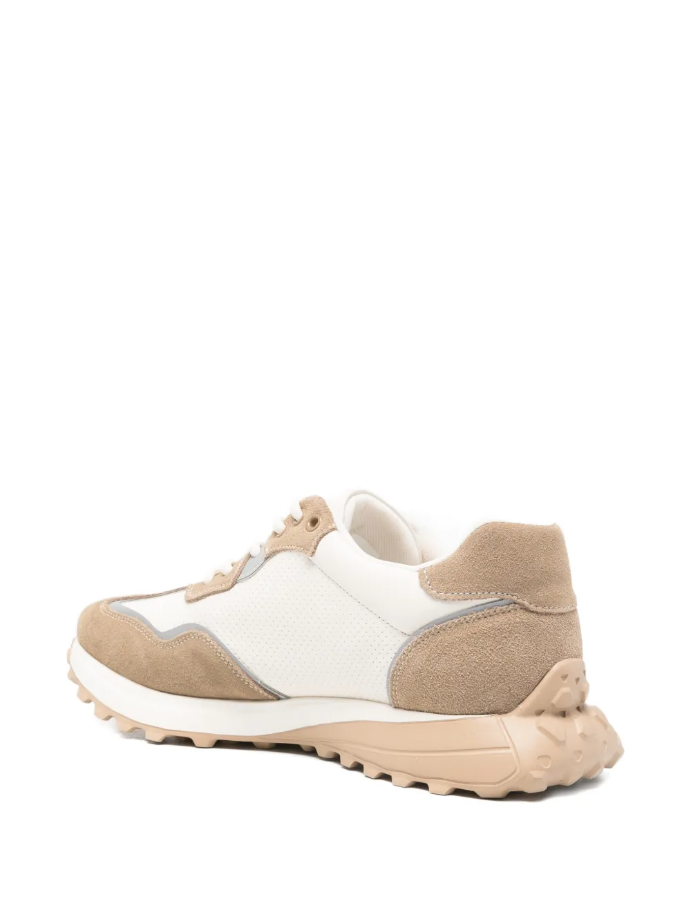 SERGIO MORETTI FIRENZE perforated suede-panelled sneakers Beige