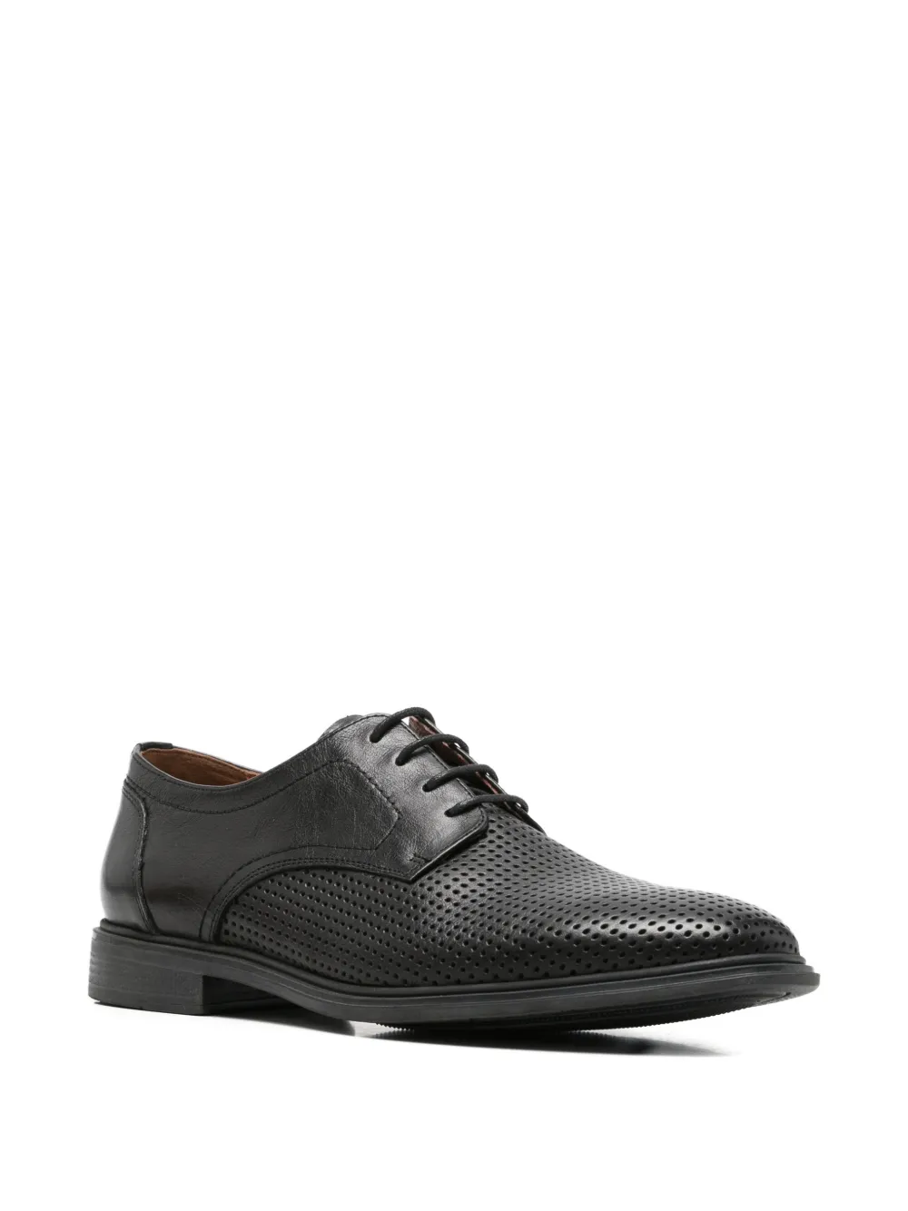 SERGIO MORETTI FIRENZE perforated leather lace-up shoes Zwart