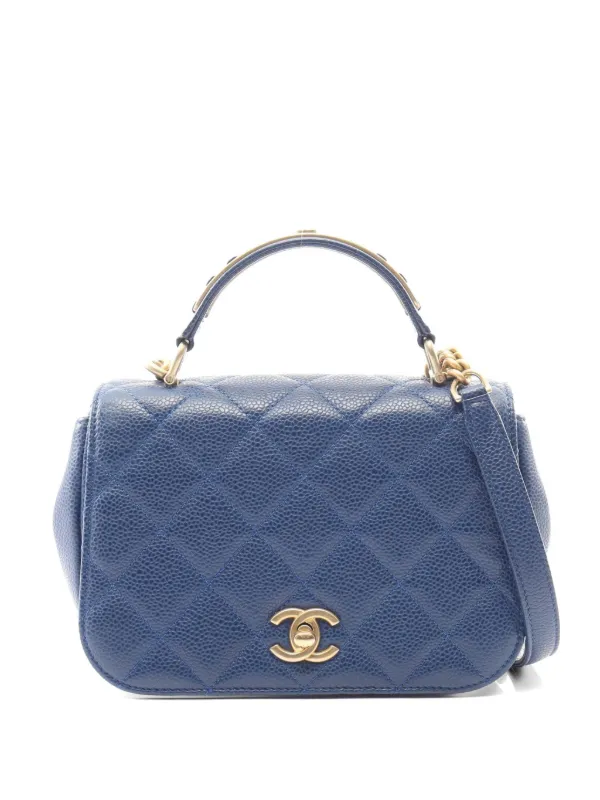 Chanel Pre-owned Small Matelassé Quilted Shoulder Bag in Blue
