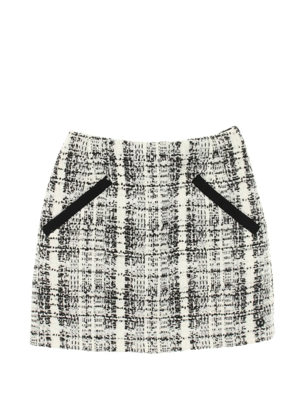 Louis Vuitton Pre-Owned logo-plaque tweed mini skirt - Bianco