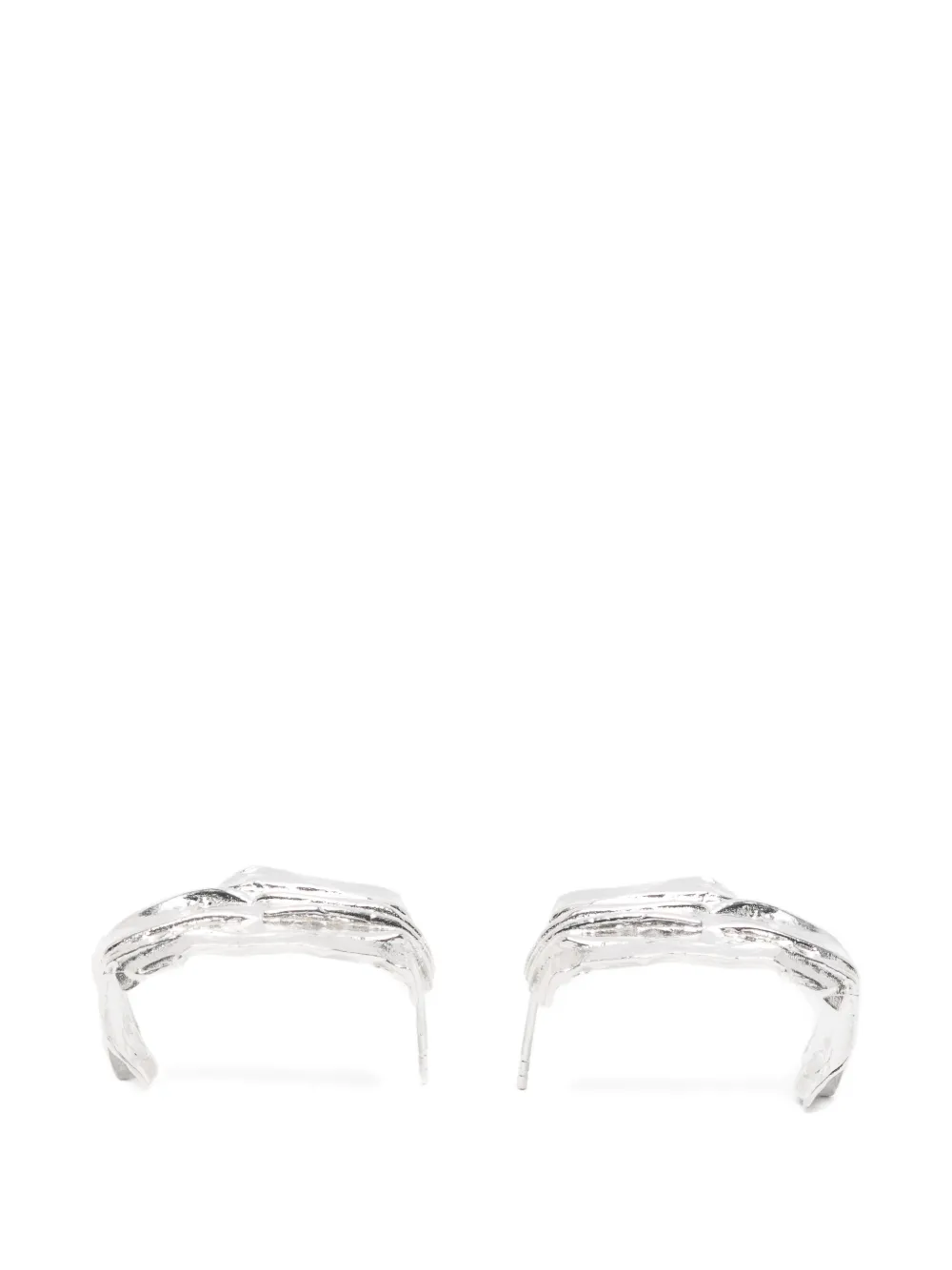 Completedworks Textured Hoop Earrings in Silver, view 3