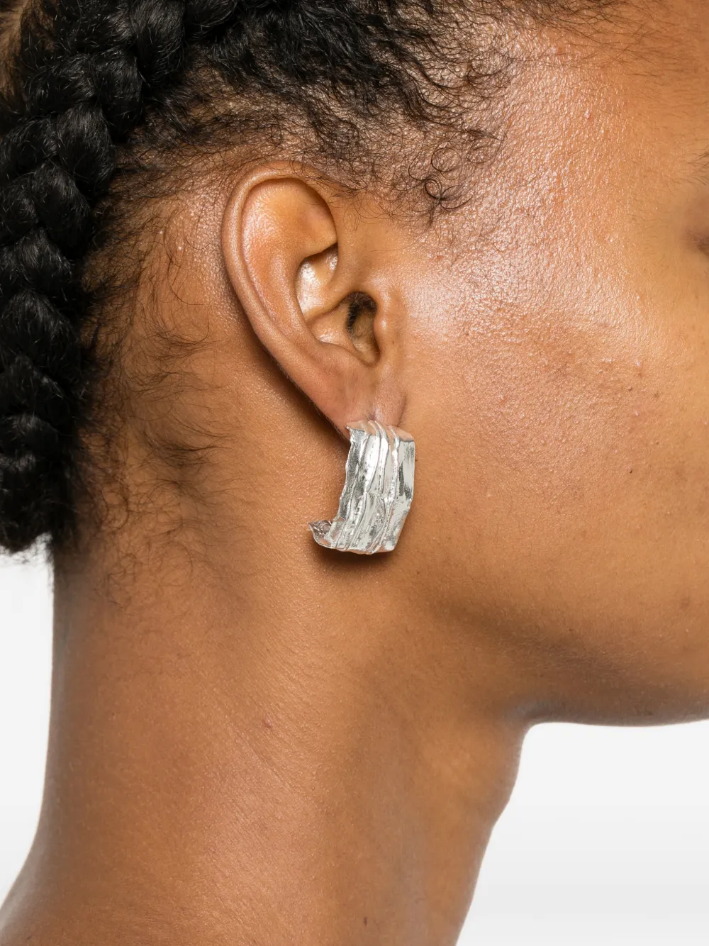 Completedworks Textured Hoop Earrings in Silver, view 2