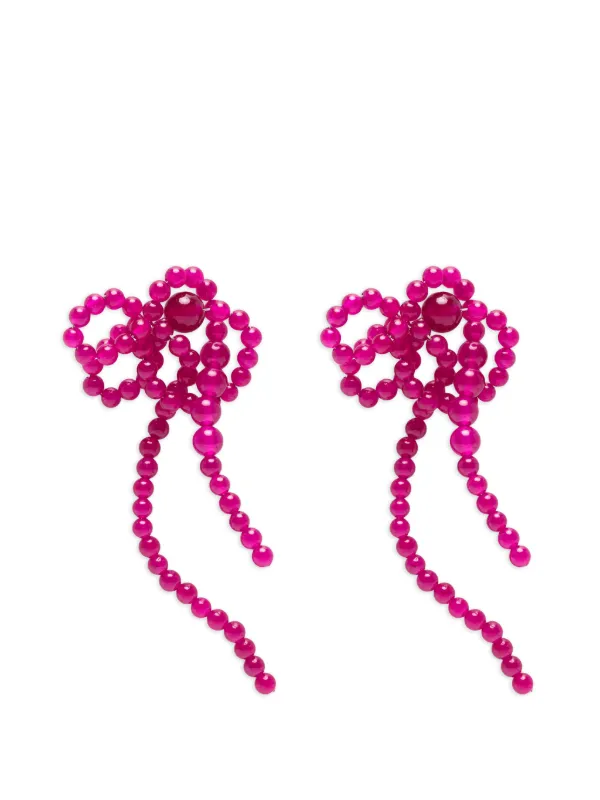 Completedworks Beaded Bow-detail Earrings in Pink