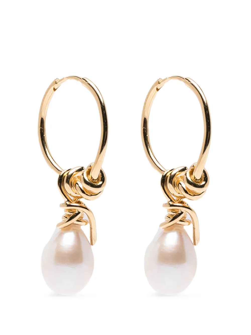 Completedworks pearl-pendant hoop earrings - Oro