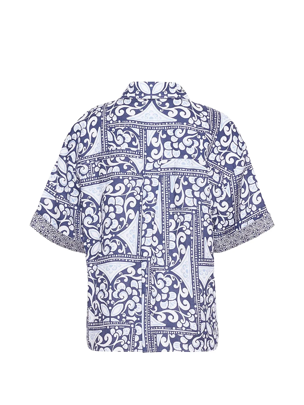 Cara Linnen top met print Blauw