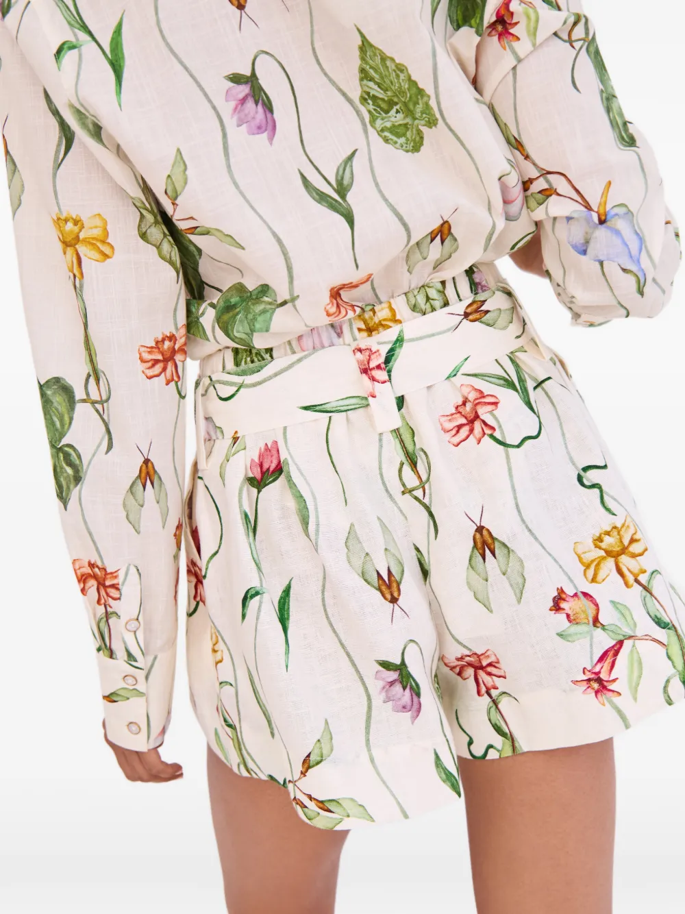 Cara Bennie linnen shorts met bloemenprint Wit