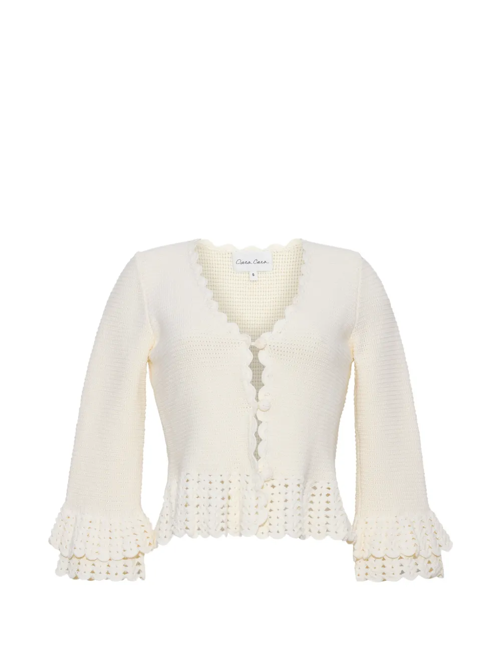 Cara Cara Pinky Cardi scalloped-trim ruffled cardigan - Nude