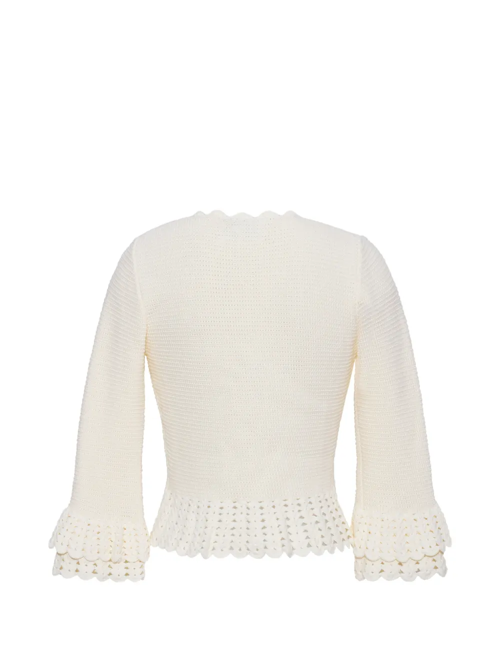 Cara Pinky Cardi vest met gewelfde afwerking en ruches Beige