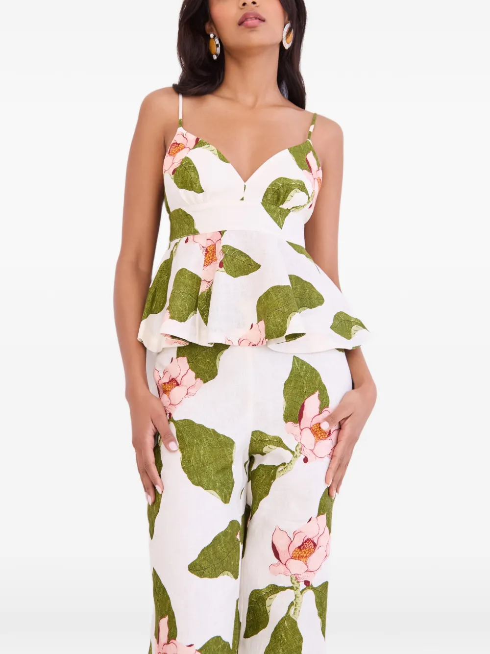 Cara Top met bloemenprint Wit