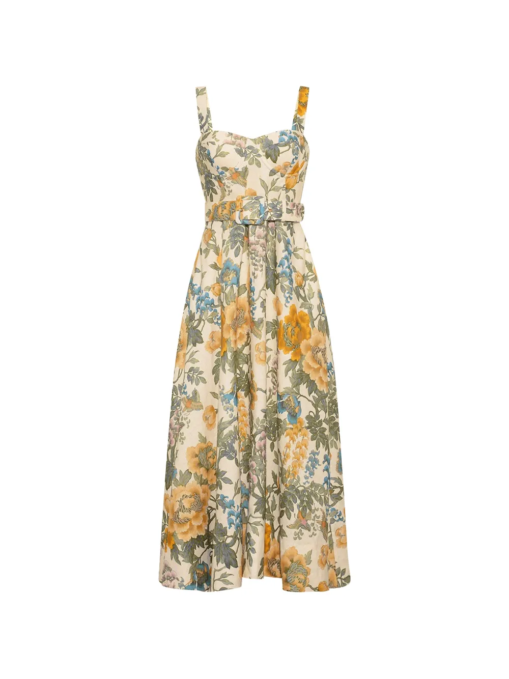 Cara Cara floral-print belted midi dress - White