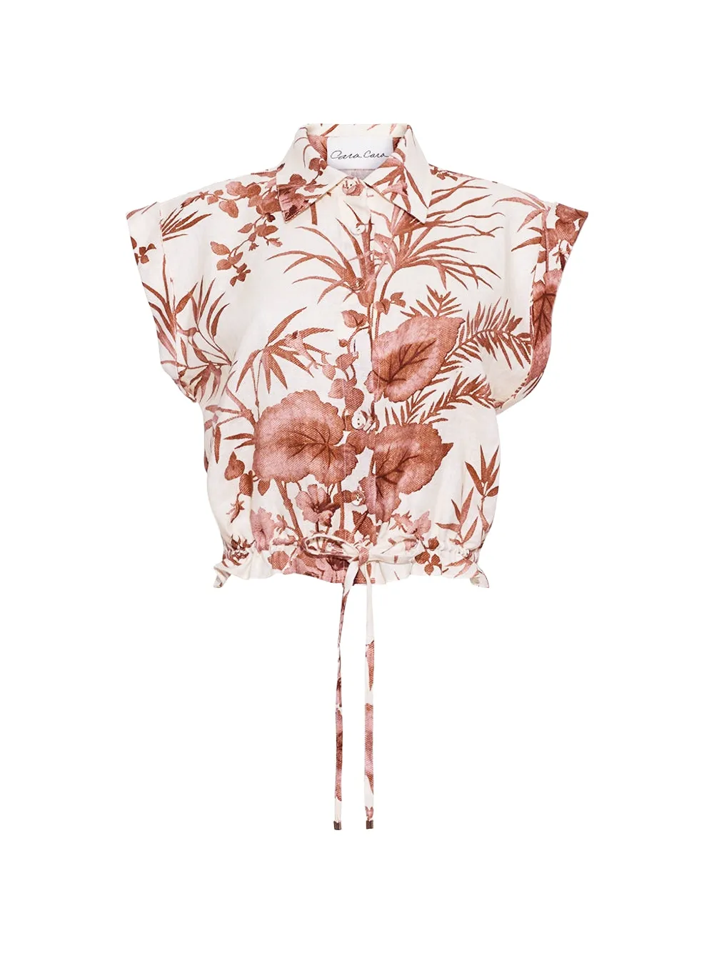 Cara Cara Octavia floral-print linen top - Weiß