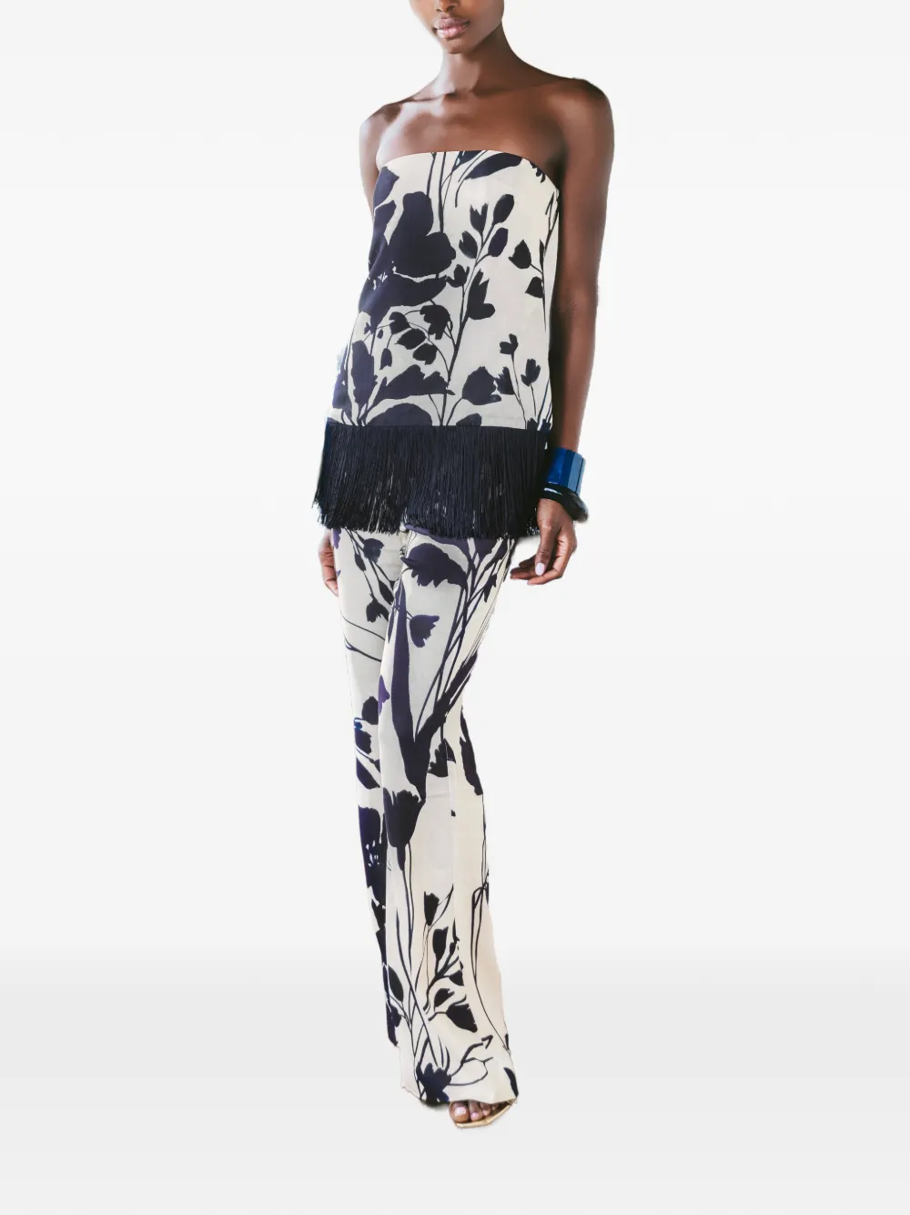 Cara Blouse met bloemenprint Blauw