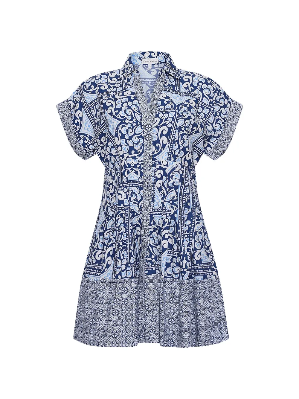 Cara Cara Nash tile-print mini shirtdress - Blue