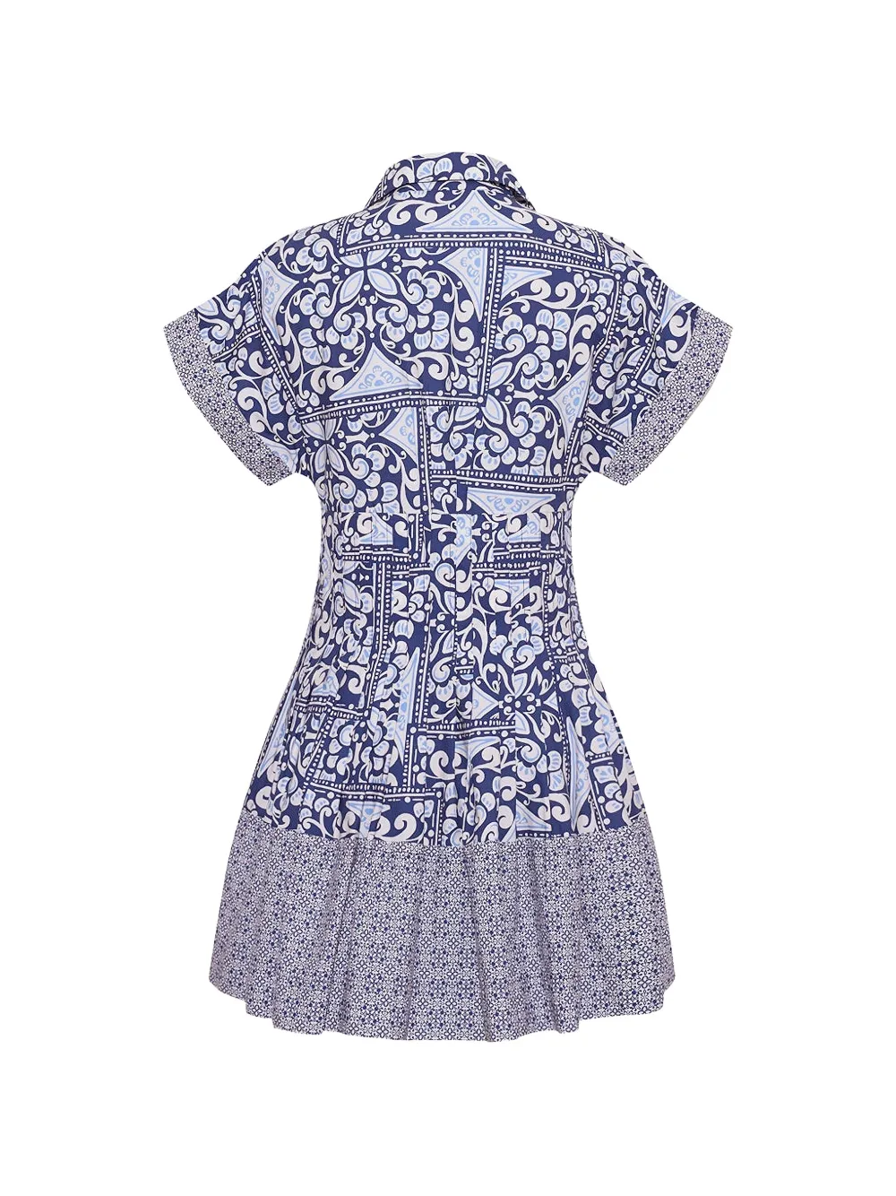 Cara Nash mini-blousejurk met tegel-print Blauw