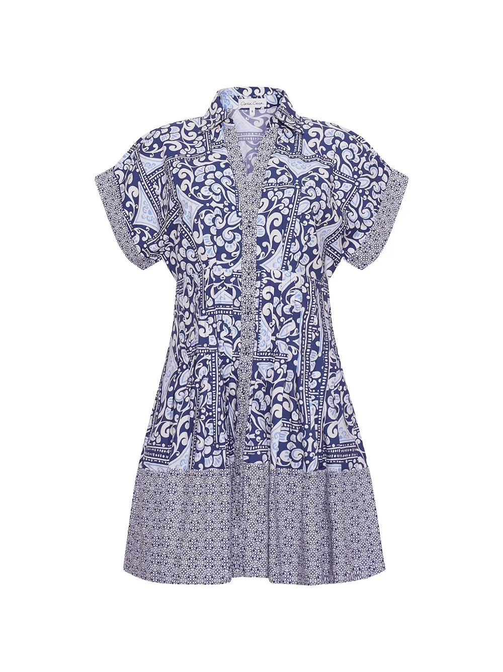 Cara Cara Nash tile-print mini shirtdress - Blue
