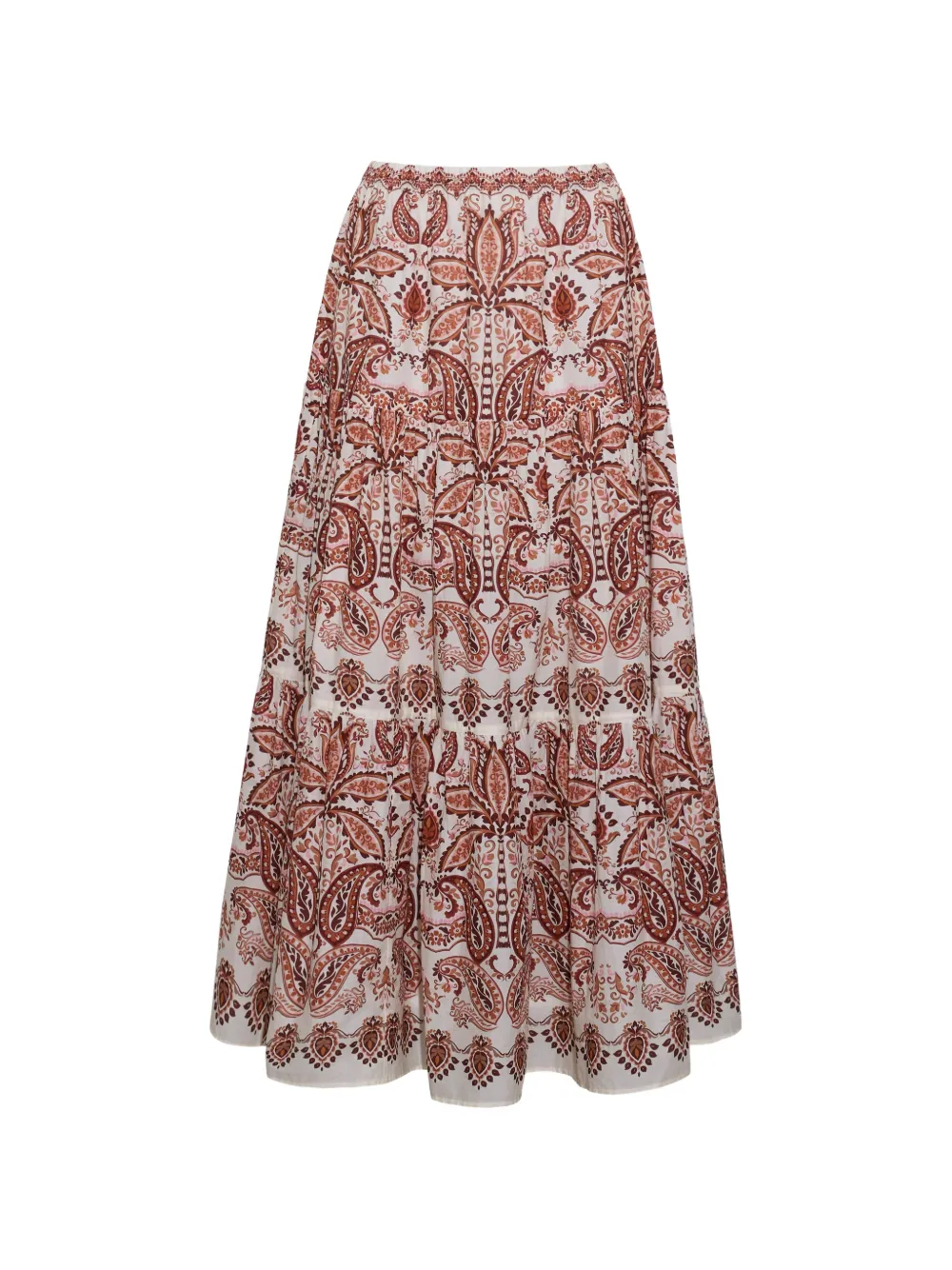 Cara Cara Melanie paisley-print tiered long skirt - Bianco