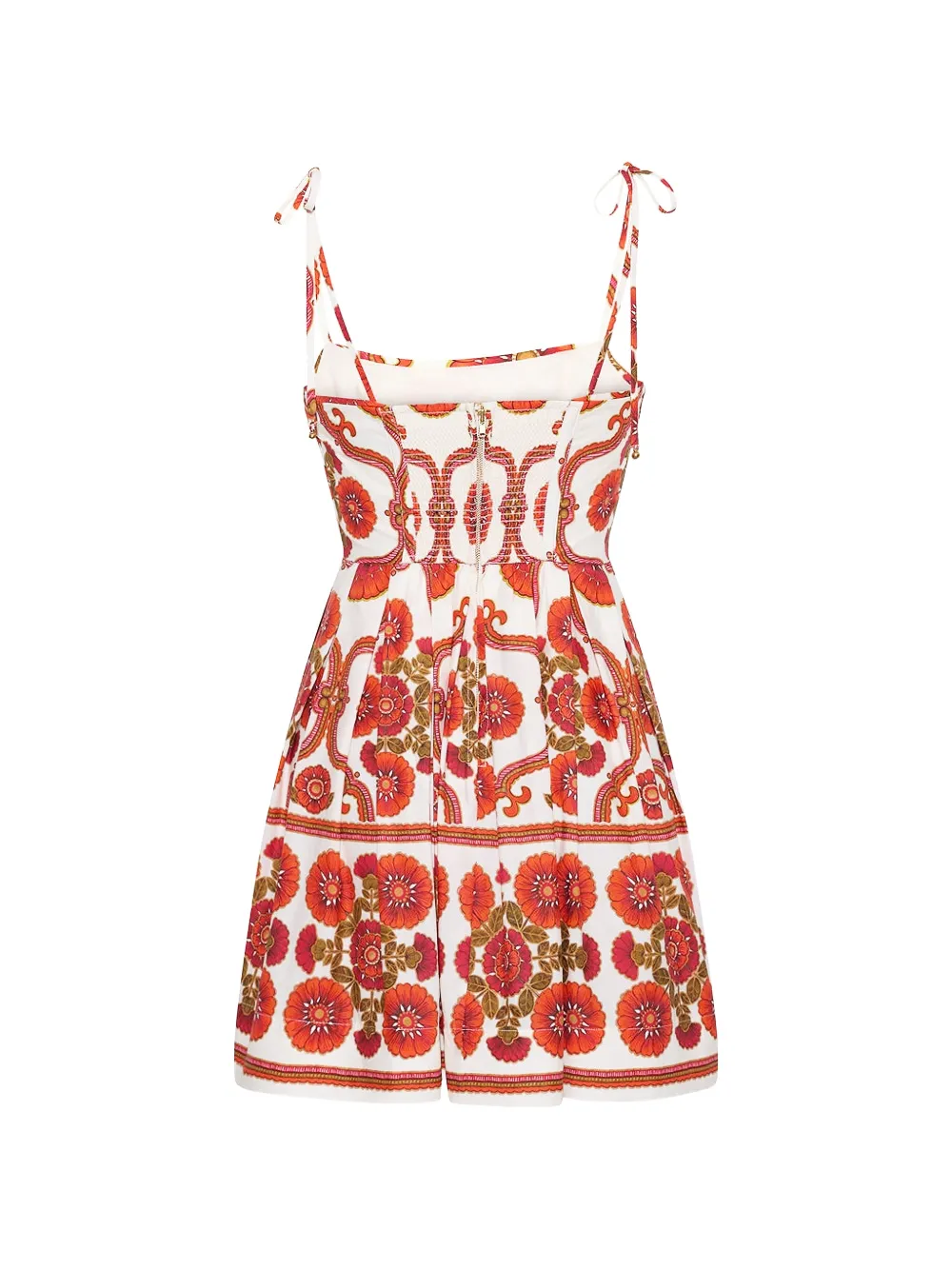 Cara Jurk met bloemenprint en gestrikt bandje Wit