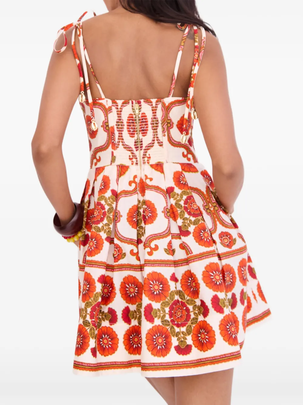 Cara Jurk met bloemenprint en gestrikt bandje Wit