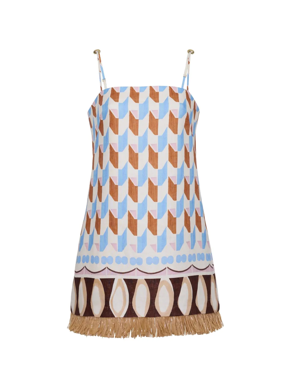 Cara Cara Valencia fringe-trim mini dress - Neutrals