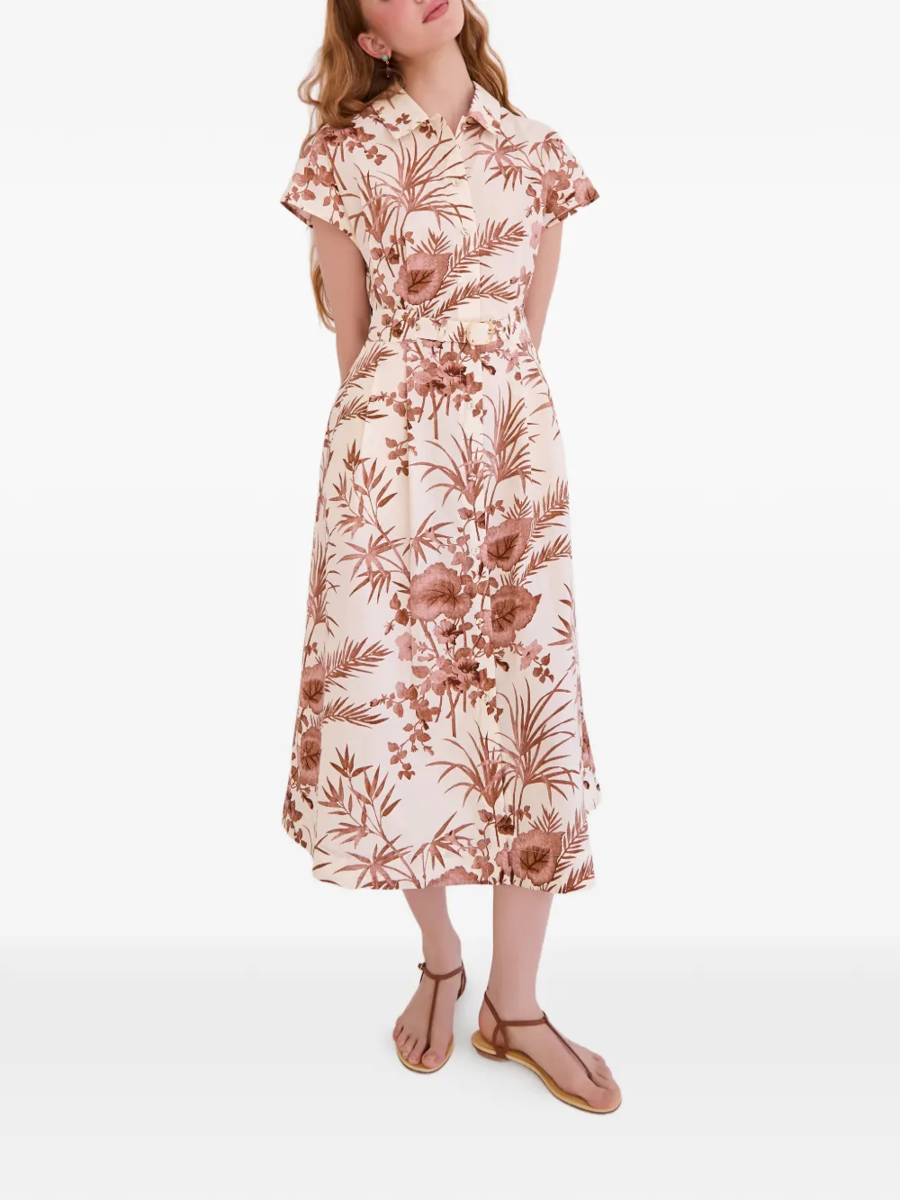 Cara Sawyer midi-jurk met bloemenprint Wit
