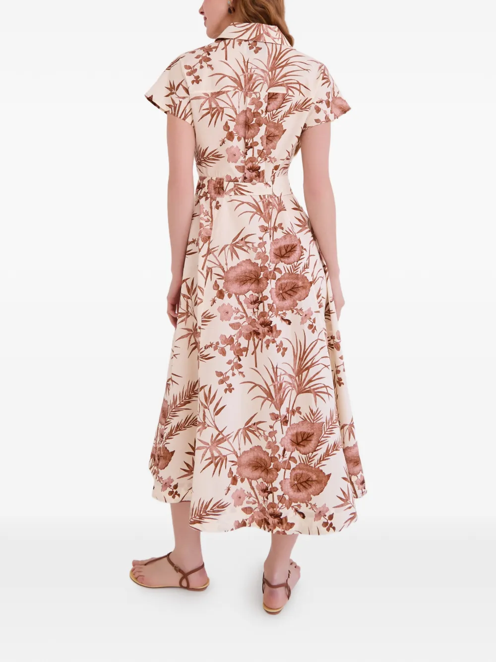 Cara Sawyer midi-jurk met bloemenprint Wit