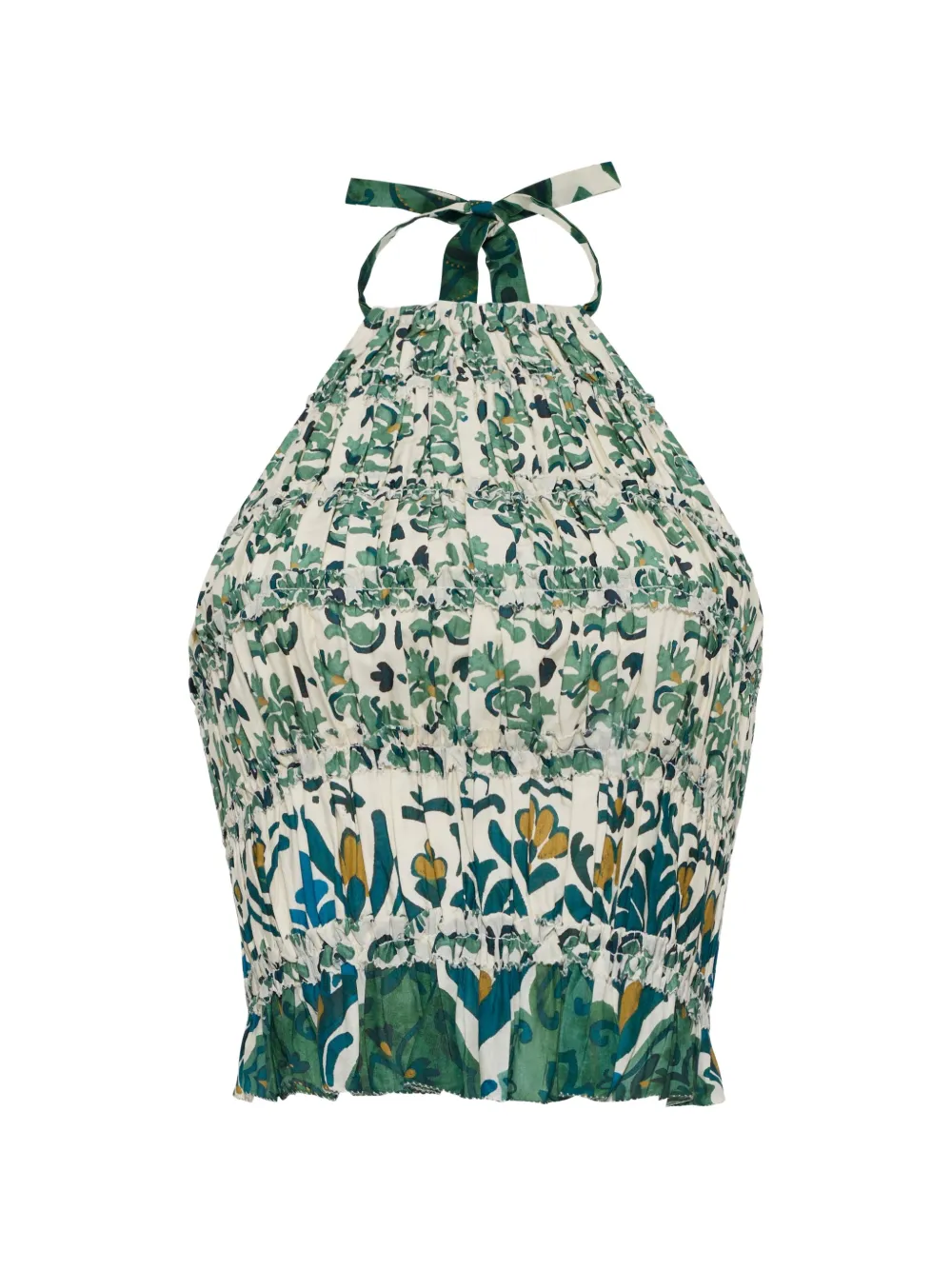 Cara Cara Peony floral-print smocked top - Verde