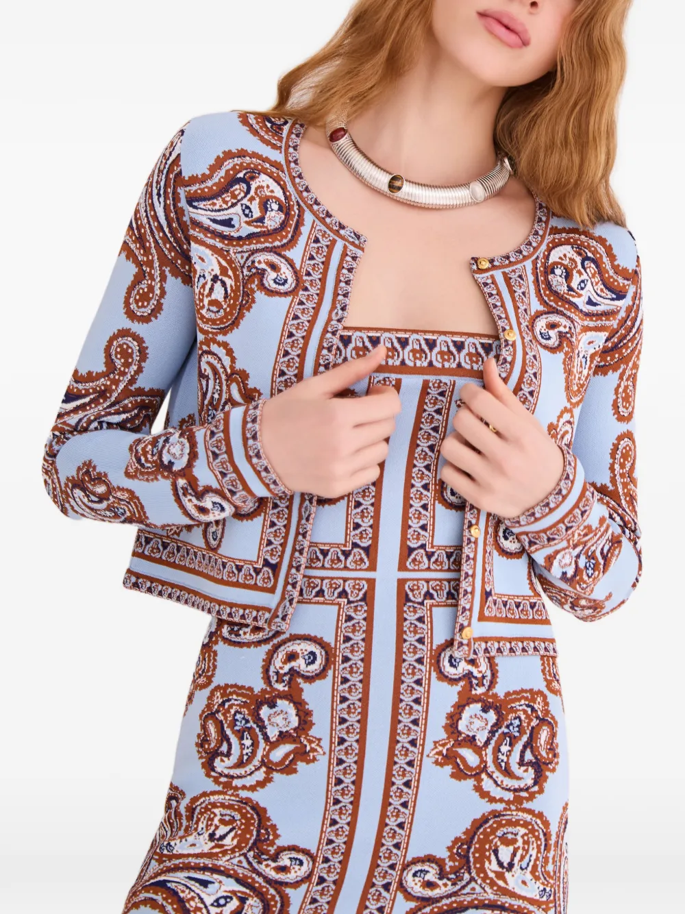Cara Cara Llana paisley-print cardigan - Blu