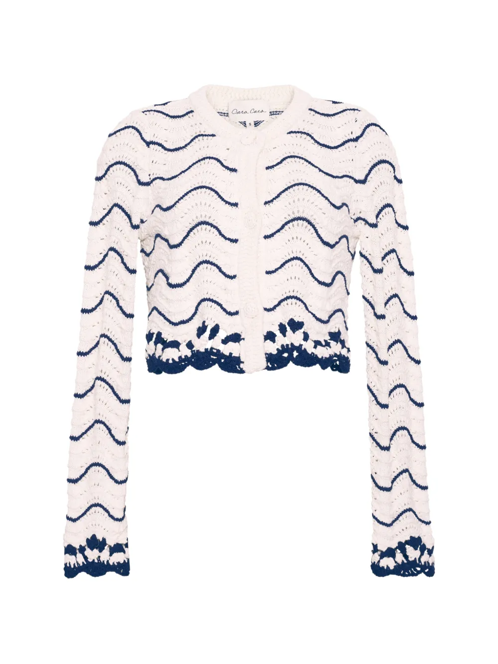 Cara Cara Louise wave-stripe cardigan - Bianco