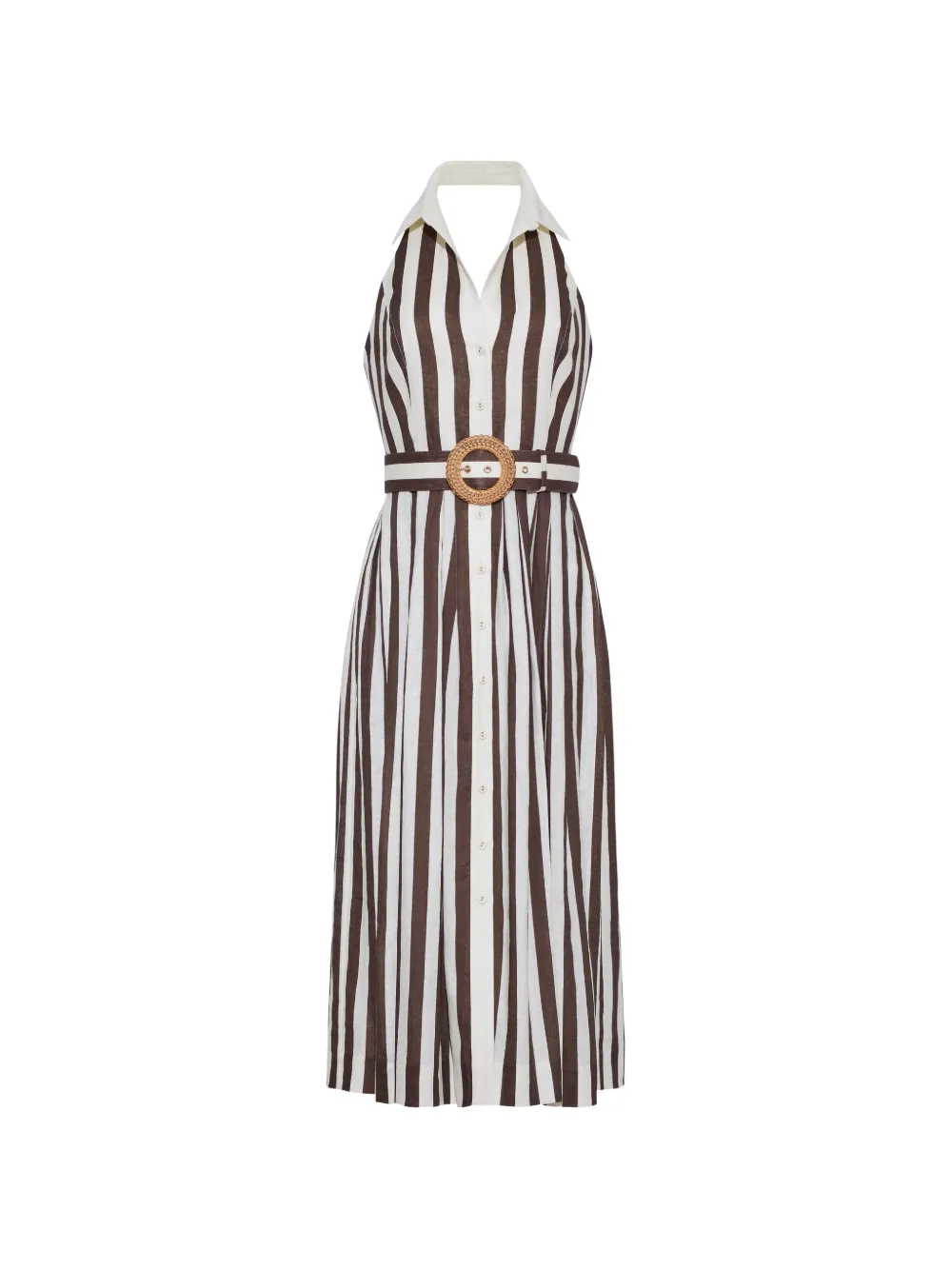 Cara Cara Quentin Midi striped belted dress - Marrone