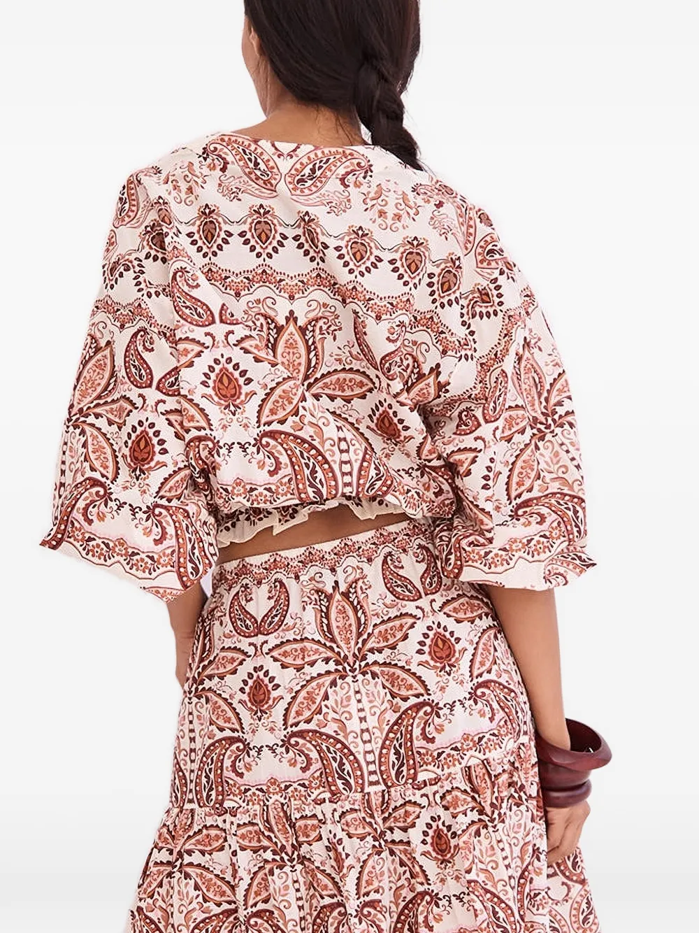 Cara Perrin top met paisley-print Wit