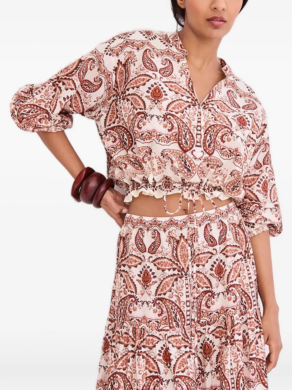 Cara Perrin top met paisley-print Wit