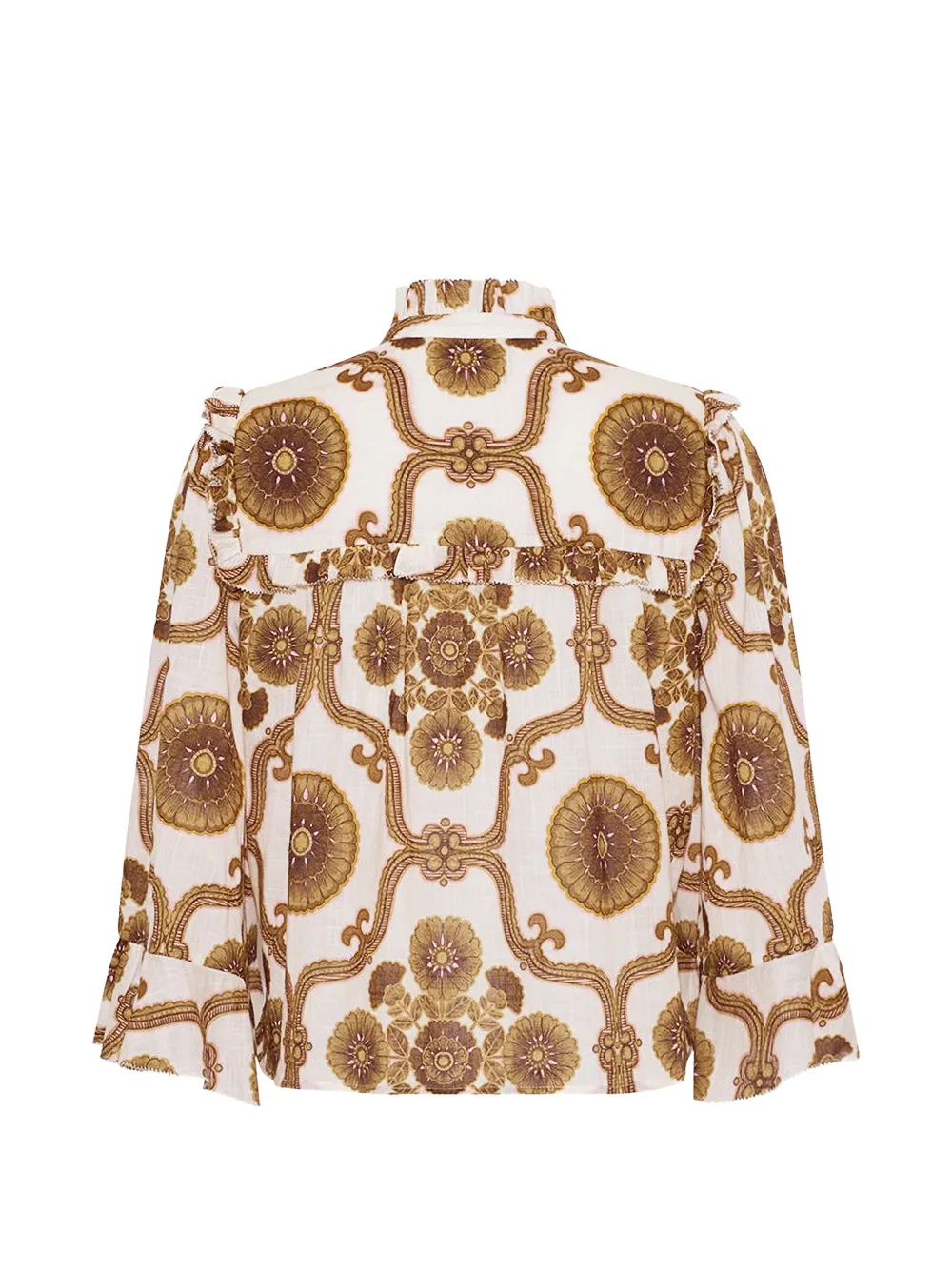 Cara Top met ruches en bloemenprint Wit