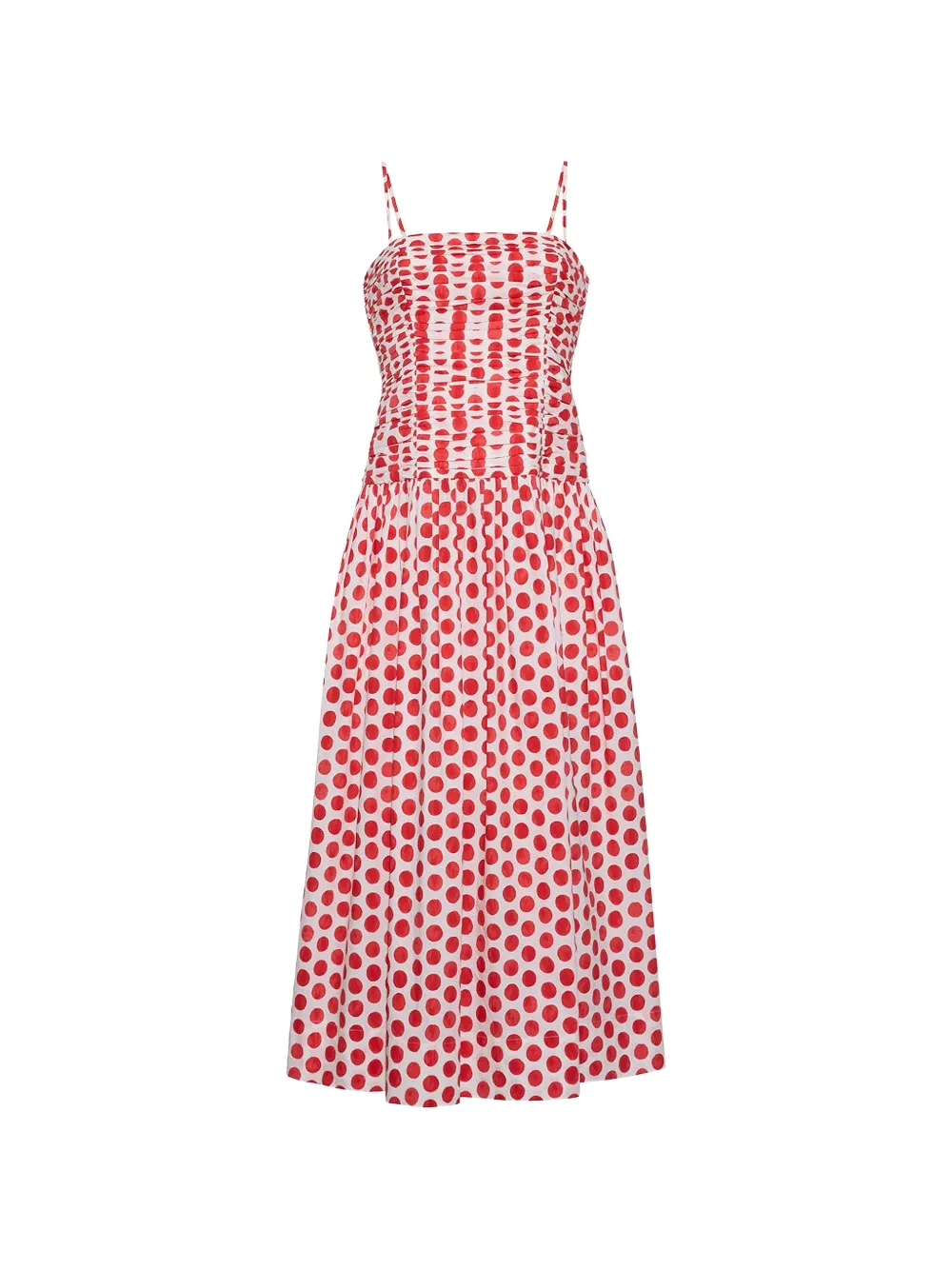 Cara Cara Rahi ruched polka-dot midi dress - Rot