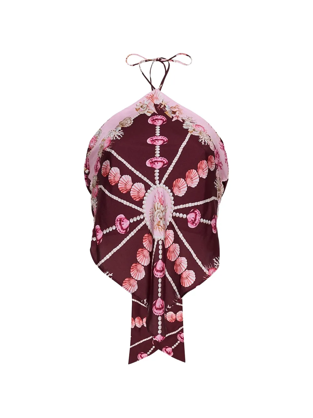 Cara Cara seashell-print halterneck top - Rosso