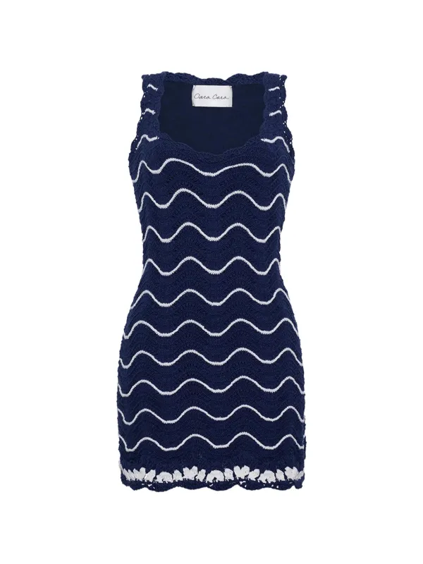 cara cara knit dress Cara Cara Orel Zigzag-knit Cotton Mini Dress