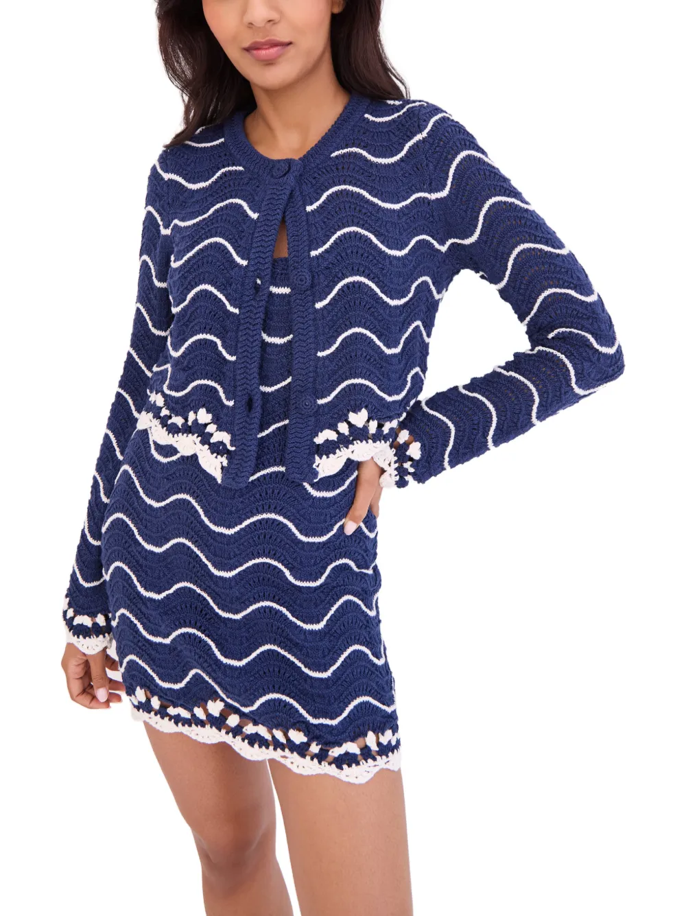 Cara Louise gebreid vest Blauw